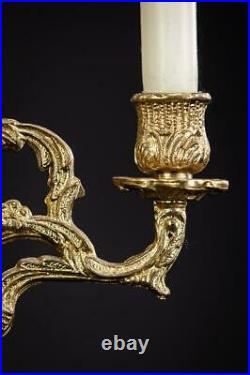 Candelabra Bronze Candle Holder Baroque Gilded Brass French 5 Lights 13.2