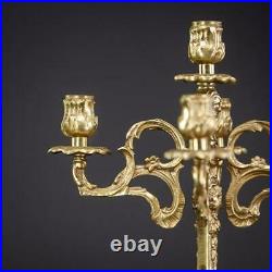 Candelabra Bronze Candle Holder Baroque Gilded Brass French 5 Lights 13.8