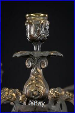 Candelabra Bronze Candle Holder Baroque Gilded Brass French 5 Lights 16.7