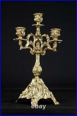 Candelabra Bronze Candle Holder Baroque Gilded French Vintage 5 Lights 16