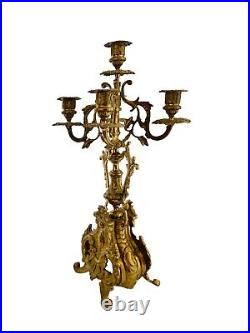 Candelabra Five Arms Pair Brass Candle Holder Italian Style Antique Decor