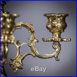 Candelabra Gilt Bronze or Brass Candle Holder Gilded Baroque 5 Arms 15