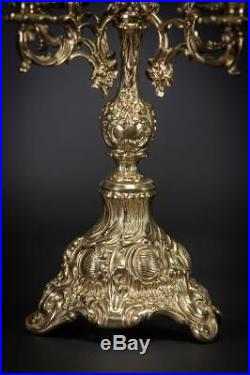 Candelabra Gilt Bronze or Brass Candle Holder Gilded Baroque 5 Arms 15
