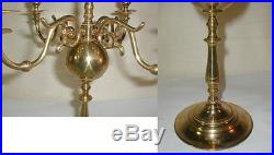Candelabra pair brass 15 1/2 4 arm ball on stem vintage candle elegant 5 candle