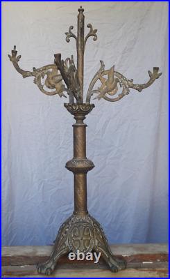Candelabra, vintage? Handmade Brass 3 Arm Candle Hold? French 1800s Orthodox
