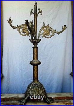 Candelabra, vintage? Handmade Brass 3 Arm Candle Hold? French 1800s Orthodox