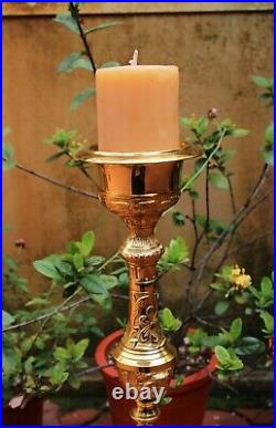 Candle Holder Altar Candle Stand Christian Church Candelabrum Brass Chamberstick