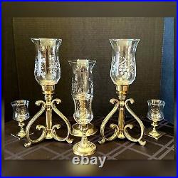 Candle Holders Brass Lacquered Centerpiece Hurricane Pillar Candlesticks Set 6