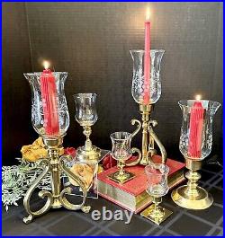 Candle Holders Brass Lacquered Centerpiece Hurricane Pillar Candlesticks Set 6