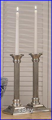 Candle Holders Cambridge Column Candlestick Pair Pewter Finish 16h