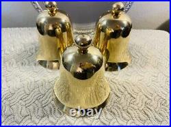 Candle Holders Tiered Solid Brass Set Of Three In Excellent Condition