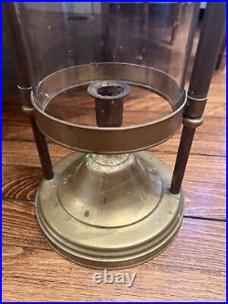 Candle holder Miners brass Glass sliding old antique vtg hurricane mottahedeh