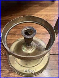 Candle holder Miners brass Glass sliding old antique vtg hurricane mottahedeh