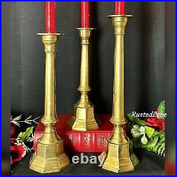 Candle holders Solid Brass 3 matching different heights