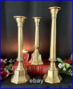Candle holders Solid Brass 3 matching different heights