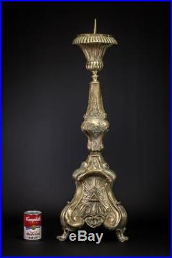 Candlestick Brass Antique French Candle Holder Baroque Church Rocaille 33