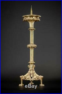 Candlestick Bronze French Brass Candle Holder Gothic Gilded Bronze Gilt 22