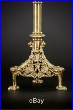 Candlestick Bronze French Brass Candle Holder Gothic Gilded Bronze Gilt 22