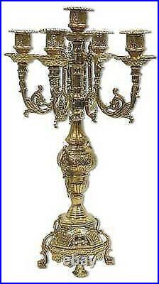 Candlestick Candle Holder French Baroque Brass Polished 5 Flames New