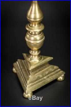 Candlestick Pricket Dutch 1600s Candle Holder Brass Upswept Drip Pans 15