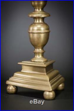 Candlestick Pricket Dutch Candle Holder Brass Antique Upswept Drip Pans 18