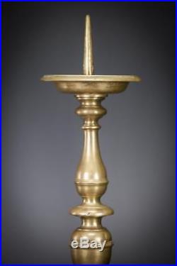 Candlestick Pricket Dutch Candle Holder Brass Upswept Drip Pans 18