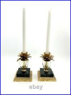 Candlestick Vintage Pair Brass and Marble Beautiful For Home Decor