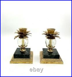 Candlestick Vintage Pair Brass and Marble Beautiful For Home Decor