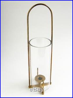 Carl Aubock Austria Brass Glass Hurricane Candle Holder Lantern MCM Vintage