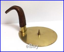 Carl Aubock Rare Brass Leather Candle Holder Signed