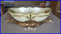 Castilian Imports Brass & Porcelain Heavy Bowl, Pre-Owned, Christmas, Holly