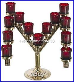 Catholic Marian M Style Brass Votive Candle Holder Candlestick 14W x 13H