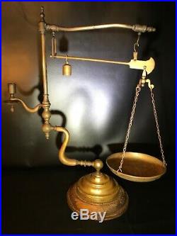 Chapman Brass Balance Scale with Candle Holder Vintage Italian Italy