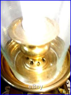 Chapman Brass RARE Seeded Glass Hurricane Candle Holders Pair