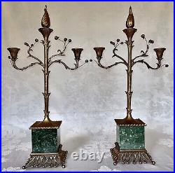 Chapman Regency Brass & Marble Candle Holder Candelabra (2) #63073A