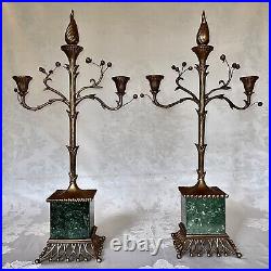 Chapman Regency Brass & Marble Candle Holder Candelabra (2) #63073A