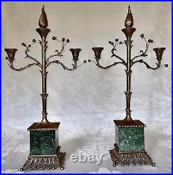 Chapman Regency Brass & Marble Candle Holder Candelabra (2) #63073A