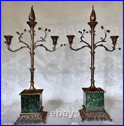 Chapman Regency Brass & Marble Candle Holder Candelabra (2) #63073A