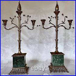 Chapman Regency Brass & Marble Candle Holder Candelabra (2) #63073A