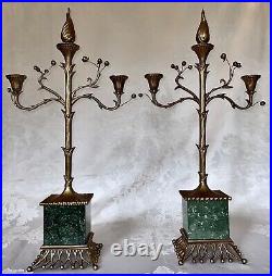 Chapman Regency Brass & Marble Candle Holder Candelabra (2) #63073A