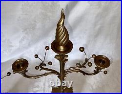 Chapman Regency Brass & Marble Candle Holder Candelabra (2) #63073A