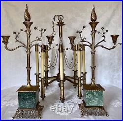 Chapman Regency Brass & Marble Candle Holder Candelabra (2) #63073A