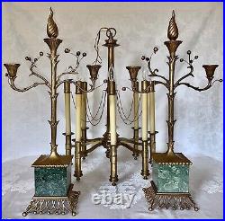 Chapman Regency Brass & Marble Candle Holder Candelabra (2) #63073A