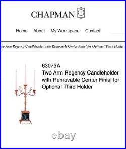 Chapman Regency Brass & Marble Candle Holder Candelabra (2) #63073A