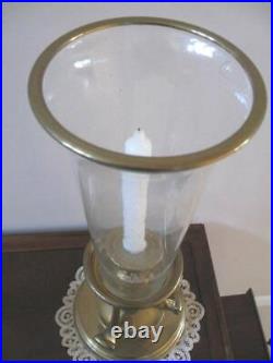 Chapman Seeded Glass Brass Hurricane Candle Holder RARE Circa 1986