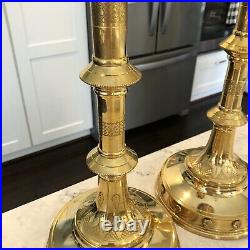 Chartres Cathedral France 2 Solid Brass Candle Holders Gothic Medievel 19 X 7