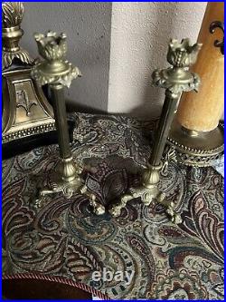 Claw Foot Brass Candle Stick Holder Set 10.5 inch tall Vintage Made In India