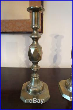 Collectible, Historic Pair of Queen of Diamonds Brass Candlesticks Victorian/V