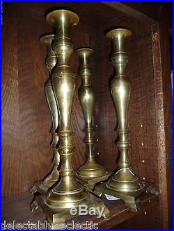Collectible Vintage Antique Brass Candlesticks Russia c 1890's Candle Holders