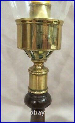 Colonial Williamsburg CW16-80 Mahogany Candle Holders N/O Glass Hurricane Globes